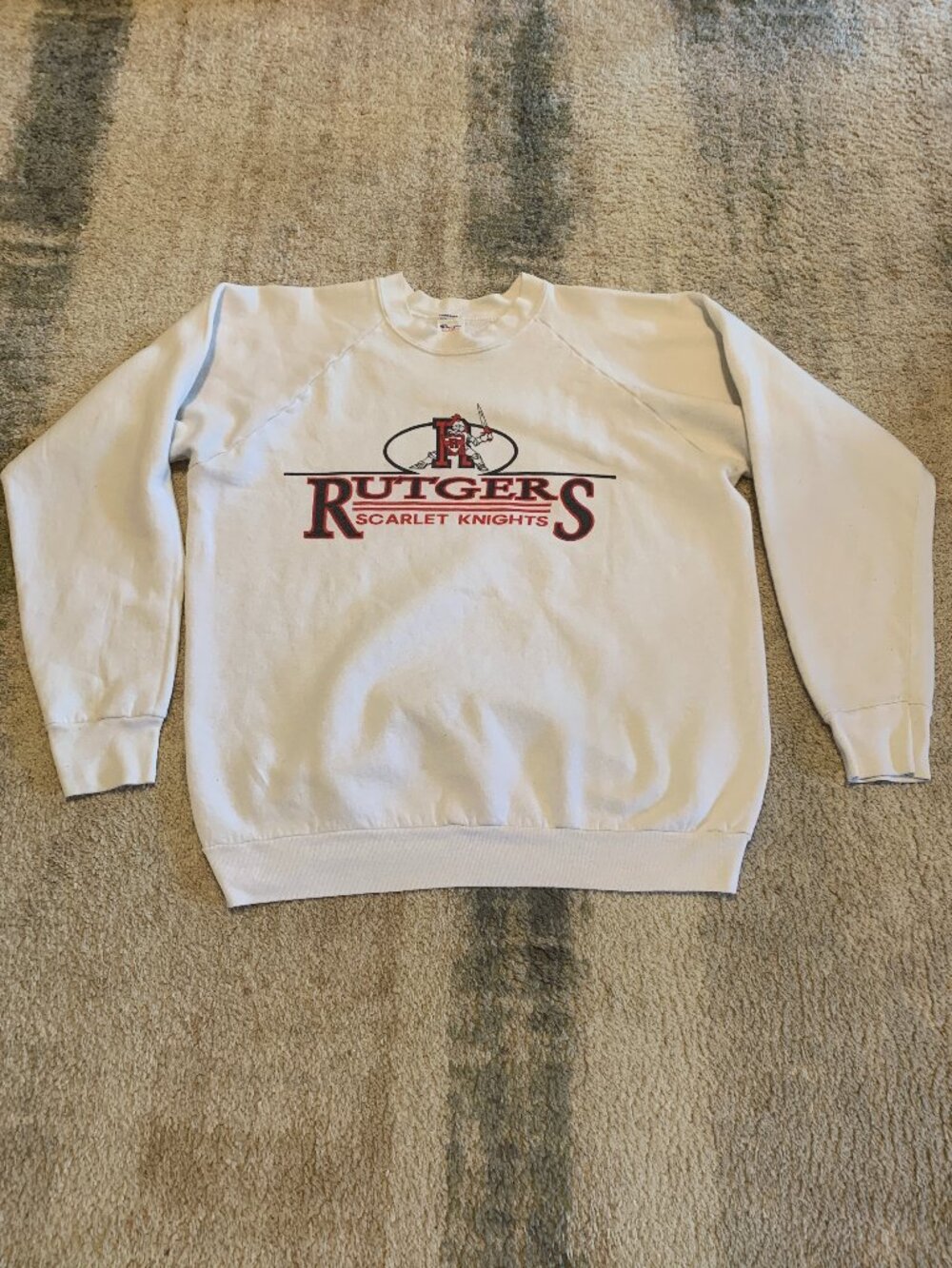 Vintage 1980s Champion White Rutgers Scarlet Knights Sweatshirt XL USA